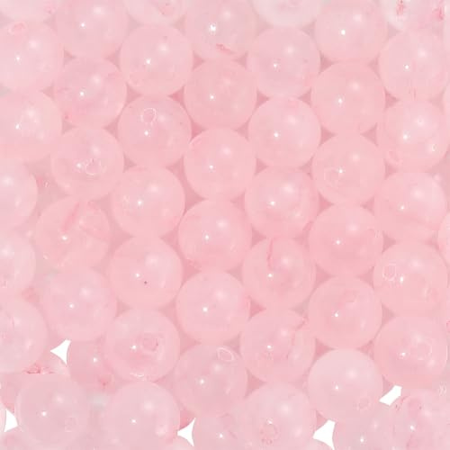 PONABEADIY 1 Box 8.5MM 120PCS Rose Quartz Beads with Holes Natural Round Pink Gemstones Smooth Charms Loose Spacer Bead Bulk for Jewellery Making Bracelets Energy Power Crystal Chakra Reiki DIY Crafts