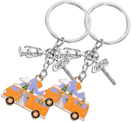 HORIALENCE Verkehrsschild Schlüsselanhänger Aus Zinklegierung Wohnmobil Accessoire Für Outdoor Reisen 2 Stück Taschenanhänger Für Camper Abenteuer Geschenk Für Damen Und Herren