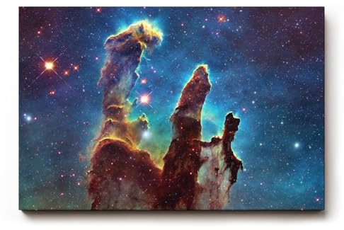 Sinus Art Wandbild 90x60cm Bekanntes NASA-Motiv der Säulen der Schöpfung in farbgewaltiger Sternenlandschaft