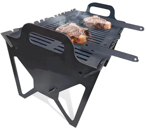 Slot Grill Zusammenklappbarer BBQ Tragbarer Holzkohlegrill für einfache Lagerung Großes Fass Kessel-Smoker-Grills Gasgrills Kochen im Freien Verbesserter verdickter Stahl Werkzeugloser Aufbau(22x25x40