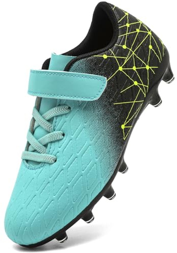 DimaiGlobal Botas de Fútbol Niño Zapatos de Fútbol con Tacos Altos para Césped Natural e Indoor Antideslizantes para Entrenamiento y Fútbol Sala Adolescentes Zapatillas de Fútbol 34EU Turquesa