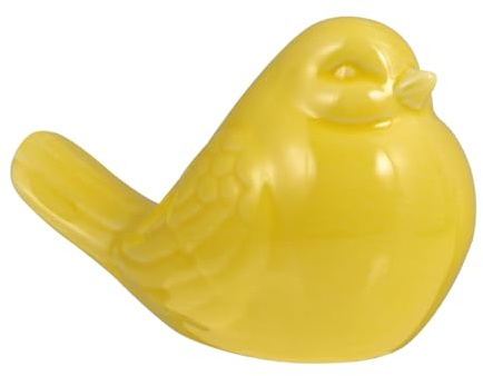 Veemoon Keramikvogelfigur Glasierte Keramikvogel Deko Gelbe Porzellan Vogel Statue Für Wohnzimmer Schlafzimmer Garten Und Innenhof Stabile Tischdekoration 13.00 X 9.00 X 7.00 cm
