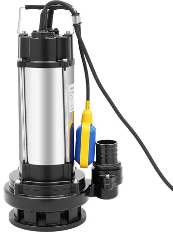 soudesileim Pompa per acqua sporca in acciaio inox, 1500 W, 2 CV, pompa sommersa in acciaio inox, per industria, costruzione, giardino, cantina e stagno