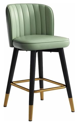 INFJMH Barstuhl Barhocker aus Nappaleder mit Rückenlehne, moderner 360°-Drehstuhl in Thekenhöhe, gepolsterter, armloser Küchenthekenhocker, Esszimmerstuhl Esszimmer(Groen,75cm)