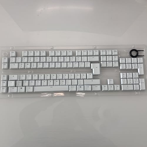 White Transparent Keycaps Compatible with Logitech G815, G913, G915 TKL Keyboard, ABS Shine-Thru Keycaps for RGB Backlit Mechanical Gaming Keyboard (DE Layout,110key)