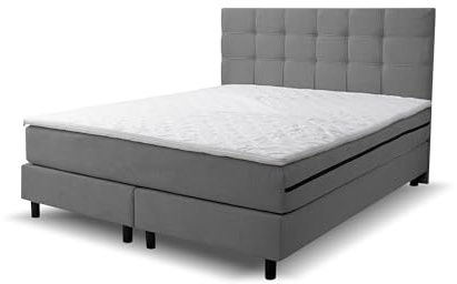 VENASI MÖBEL Boxspringbett 180x200, Boss Doppelbett Grau Velourstoff
