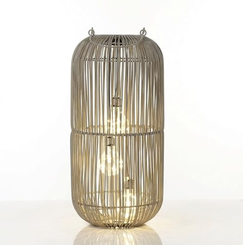 formano Solarlaterne Außen Garten Rattan-Look Laterne 3 LED Birnen 45 cm Solarleuchte mit Dämmerungssensor, IP44 wetterfest, dekorative Solarlampe für Balkon Terrasse Outdoor Beleuchtung