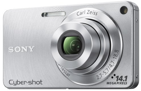 Sony DSC-W350S Digitalkamera (14 Megapixel, 4-fach opt. Zoom, 26 mm Weitwinkelobjektiv, 6,9 cm (2,7 Zoll) Display, bildstabilisiert) silber