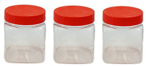 Sunpet J0150SQ 150ml Small Plastic Food Storage Canisters, Red - Pack of 3