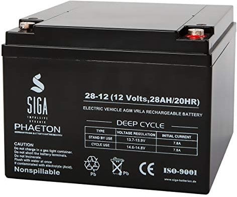SIGA Akku 12V 28Ah AGM Blei GEL USV Solar Notstrom Alarmanlage Batterie 24Ah 25Ah 26Ah