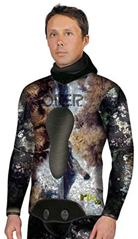 Omer - Mix 3D Jacket 7 mm, Color Verde,Marrã³n,Gris, Talla S