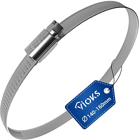 VIOKS Schlauchschelle Rohrschelle 140-160mmØ W2 Schneckenantrieb Chromstahl Schelle für 150er Abluftschlauch Dunstabzugshaube Edelstahl Klemme
