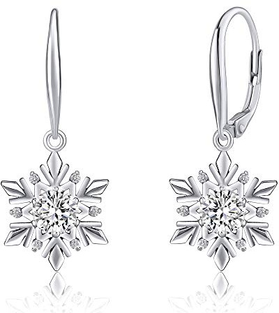 SILVEGO Damen Ohrringe aus 925 Sterling Silber Swarovski Zirconia Schneeflocke