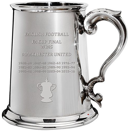 I LUV LTD 1 Pint Tankard for Man Utd FA Cup Total Wins Collectors Pewter Beer Mug