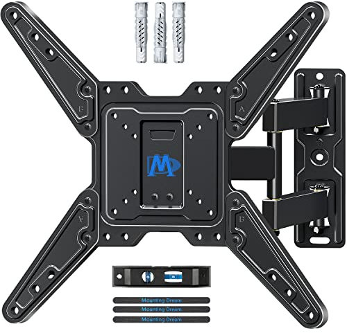 Mounting Dream TV Wall Bracket Mount Swivel and Tilt for most 26-55 Inch LED, LCD and OLED Flat Screen TVs up to VESA 400x400mm and 35 KG, Full Motion TV bracket with Strong Articulating Arm
