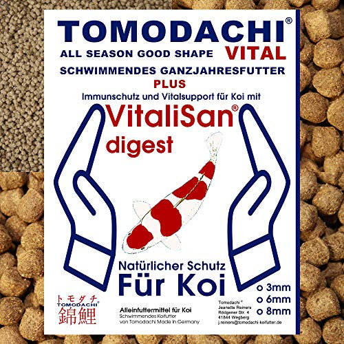 Koifutter Schwimmfutter Fische antibakterielles Immunschutzfutter für Koi hochverdaulich arktische Rohstoffe Tomodachi All Season Vital 6mm 15kg