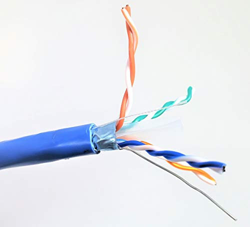 Micro Connectors 250 ft Cat 6 Solid Stp Outdoor 23AWG Bulk Ethernet Cable -Blue (TR4-560BLOU-250)