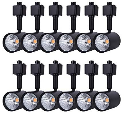 mirrea 12 Pack LED Track Lighting Heads Compatible with Single Circuit H Type Rail Ceiling Spotlight for Accent Task Wall Art Exhibition Lighting 6.5W 3000K Warm White 24° Black Painted