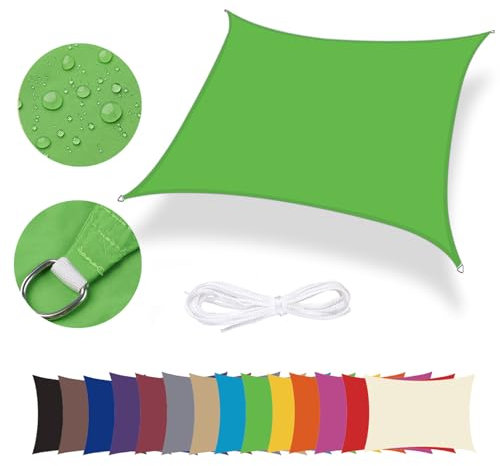 Lingle888 Sonnensegel Sonnenschutz Sonnendach Wasserdicht 98% UV-Schutz Balkon Viereck Rechteck Quadrat Winddicht 8Tage Transport 420D 10Farbe 25Größe (4x4, Grün)