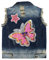 Yao 4–10 Jahre Kleinkind Mädchen Denim Pailletten Weste Distressed Jeansjacke (Schmetterling, 6-7 Jahre)