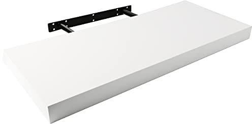 Wandregal 60 x 25 x 4 cm, Schwebend Hängeregal weiße Farbe, Wandboard Bücherregal Regale Dekorativ maximale Belastung 25kg