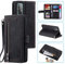 EYZUTAK Handyhülle für Samsung Galaxy A52/A52S 5G,Flip Case Lederhülle Reißverschluss Magnetverschluss Brieftasche mit 9 Kartenfächern Standfuntion Retro Matt Ledertasche-Schwarz