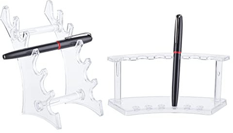 PH PandaHall 2 Styles Acrylic Pen Holder, Makeup Brush Rack Organizer Holder 6-Slots Eyebrow Pen Stand Display Case for School Office Home Store