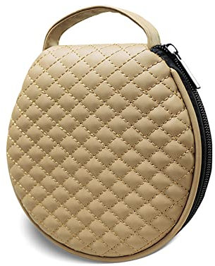 Tragbarer CD Tasche,MoreChioce 20 Kapazität Rund CD Hülle Etui Mikrofaserleder DVD Lagerung Aufbewahrungstasche Disc-Geldbörse DVD Beutel mit Reißverschluss für Auto Büro Wohnzimmer Zuhause,Beige