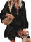Women Lace Floral Bikini Cover Ups V Neck Hollow Out Swimwear Tunic Beach Dress Summer Beachwear (Y-Black Lace, Small)