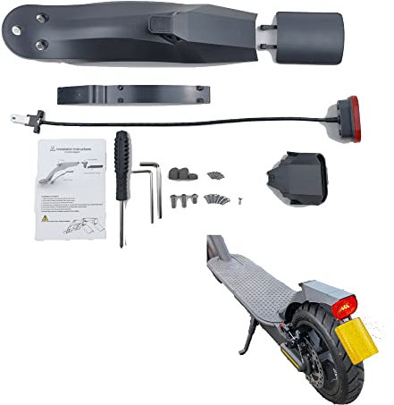Fututech Set Rücklicht + Schutzblech hinten für Xiaomi Pro Pro2 Fender Elektroroller, Zubehör, Ersatzteil, Modifikation des Scooters (schwarz)