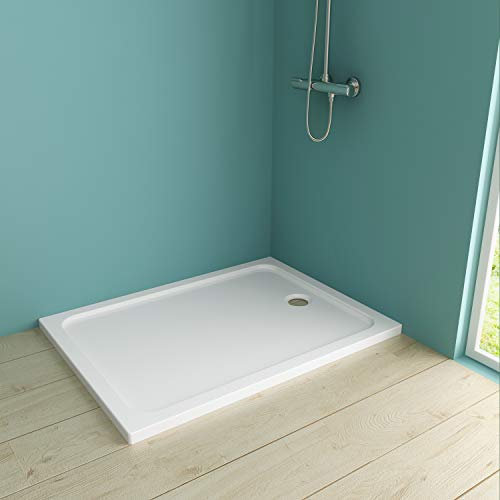 IMPTS Duschwanne 90x120 cm,Duschtasse aus langlebigem Sanitäracryl Duschtasse aus Sanitäracryl in Weiß rechteckig extra Flach kratz- & rutschfest, inkl. Ablaufgarnitur