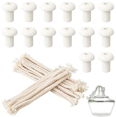 PandaHall Fackeldochte Ersetzen, 30 Sets Lampe Dochte Brenner Runde Baumwolle Kerosin Öl Lampe Kerze Lampe Brenner Mit Porzellan Docht Stecker Für Tiki Fackeln Lampberger Lampe Laterne, 15~18 cm