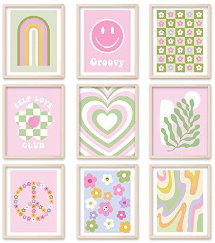 Whaline Adrette Poster, dänische Pastell-Wandkunstdrucke, Raumdekoration für Teenager, Mädchen, Schlafzimmer, Studentenwohnheim, Zimmer, Poster, Dekorationen (ungerahmt, 20,3 x 25,4 cm)