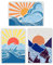 FINGERINSPIRE 3 Stück Sonne Meer Welle Berg Schablone 29.7x21cm Mond und Sternenhimmel Schablone Wiederverwendbare Vinyl-Schablone für die Malerei auf Holz Stoff Wand Möbel Karte machen Home Decor