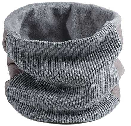 QinMMSPORTS Winter Wolle gestrickter Halsschal Warmer Schal Herren und Damen Halsschal Schlauchschal Herren Ski (Grey, One Size)
