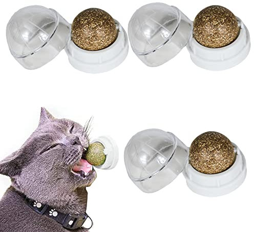 HREDZEO Bola de Hierba Gatera,3 Pcs Bolas de Catnip Juguetes para Gato Catnip Eficaz Hierba para Gatos Naturales para Limpiar los Dientes y Mejorar la EmocióN del Gato