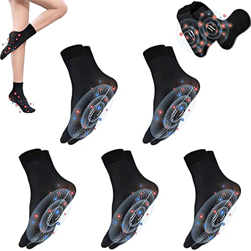 Tourmaline Ionic Body Shaping Stretch Socks, Rapid Detox & Tourmaline Ionic Body Shaping Stretch Socks, Tourmaline Acupressure Self-Heating Shaping Socks (Black,5 Pairs)