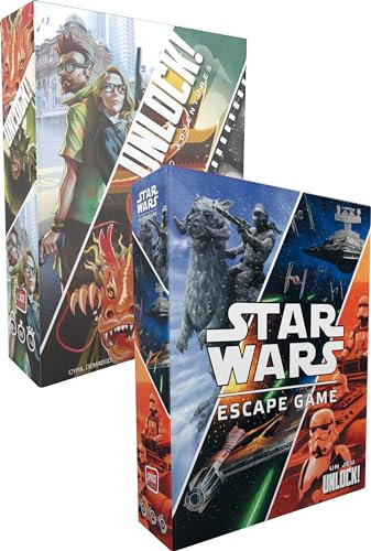 ASMODEE - Space Cowboys - Unlock! Bundle Epic Adventures + Star Wars - UNbox Now - Jeux Escape Game Enfant et Adulte - Jeux de Cartes à partir de 10 Ans - Application Gratuite - Version Française