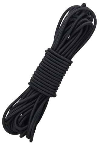 Corda Elastica Resistente 4 mm X 12 m, Nero Corde Elastiche Cordino Elastico Cavo Elastico per Bagagli, Campeggio, Kayak, Lacci per Scarpe, Artigianato, Progetti Fai Da Te (Nero, 4MM X 12M)