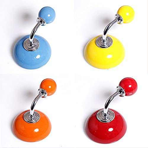 PuLAif Patère murale, lot de 4 crochets muraux en céramique et métal, moderne, colorés, à visser, pour chambre, salle de bain, cuisine, entrée, placard