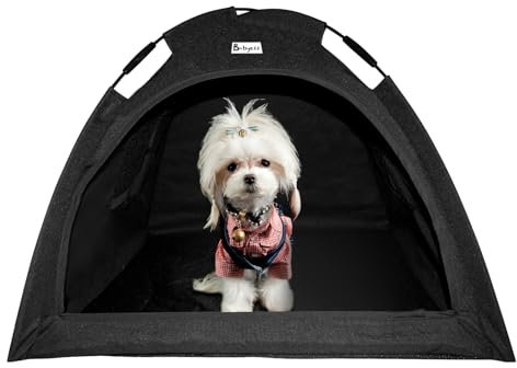 Babyezz Hunde/Katzenzeltbett, Wasserdichtes Tipi Zelt,Atmungsaktives,Waschbares Hundehaus Für Drinnen Und Draußen,Tragbares Hundehöhle/Katzen Höhle,Für Kätzchen,Welpen, Hasen,usw (Schwarz, S)