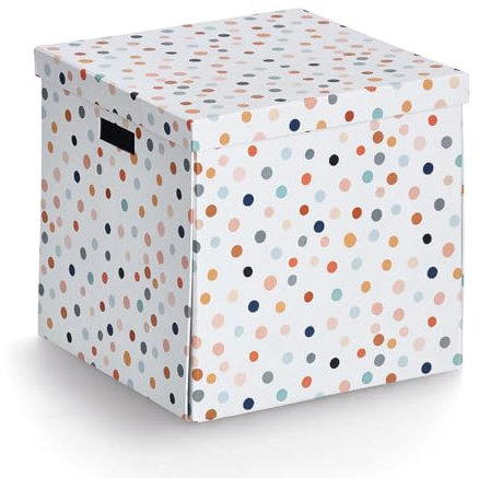 Zeller 14476 Aufbewahrungsbox Dots, recycelter Karton, ca. 33,5 x 33 x 32 cm