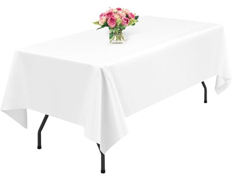 1 Packung Weiß Polyester Tischdecken,153 x 260 cm rechteckige Tischdecke, waschbar und wiederverwendbar, Flecken- und knitterfest, für Hochzeit, Party, Bankett, Camping, Restaurant, Dekoration