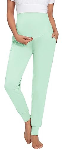 Pantalon de Grossesse Pantalons de Jogging Elégant Décontractés Couleur unie pour Femmes de Maternité Pantalons de Détente Femme Enceinte Taille Haute élastique Legging de Grossesse Sport Yoga Fitness