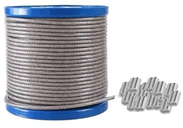 Fune Cavo Acciaio, 1mm*100m Cavo Inossidabile Rivestito PVC, Cavo Metallico 304 in Acciaio Inox