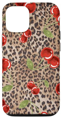 iPhone 12/12 Pro Cute Cherry Cherries On Cheetah Leopard Print Girl Women Case