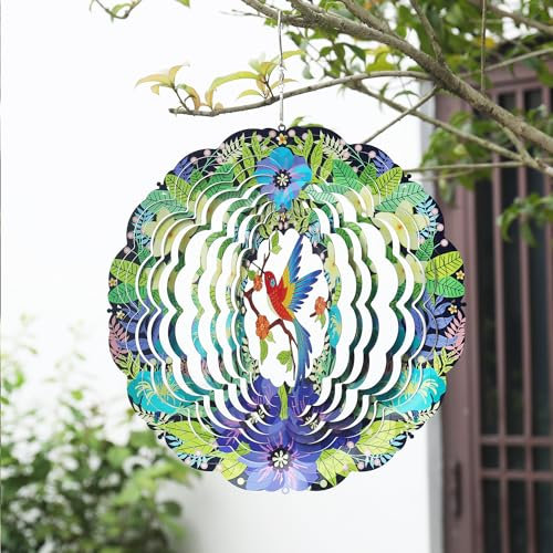 Gochoi Kolibri-Windspiel zum Aufhängen im Freien, Kolibri-Geschenke für Frauen, Mutter, Oma, Ehefrau, 27,9 cm großes Windspiel aus Edelstahl, Garten- und Hofdekoration, Ornamente,Hummingbird