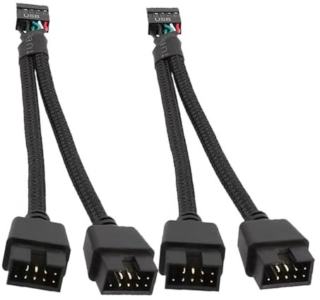Haitok USB 2.0 9 Broches Femelle à Double Câble d'extension Dâle 9 Broches, Carte Mère 9 Broches USB 2.0 HUB Adaptateur pour Ordinateur Carte Mère Interne 2 Pièces Noir