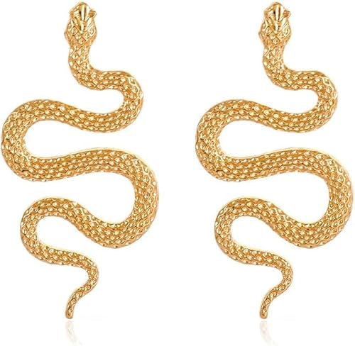 Schlangen Ohrringes Gold Vintage Snake Earrings Gebogene Schlange Geformt Ohrringe Schlange Baumeln Ohrringe für Damen,Schlangen Schmuck Geschenk für Frauen Mädchen (Gold)