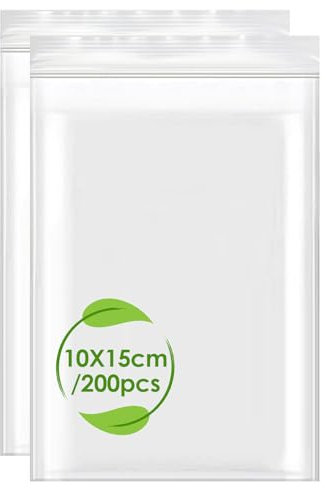 200 Stück Zip Beutel, 10x15cm Kleine Plastiktüten mit Verschluss Zipper Beutel Kleine Verschlussbeutel Polybeutel Tüte Plastikbeutel Druckverschlussbeutel Wiederverschließbar 80µ für Nuss, Süßigkeiten